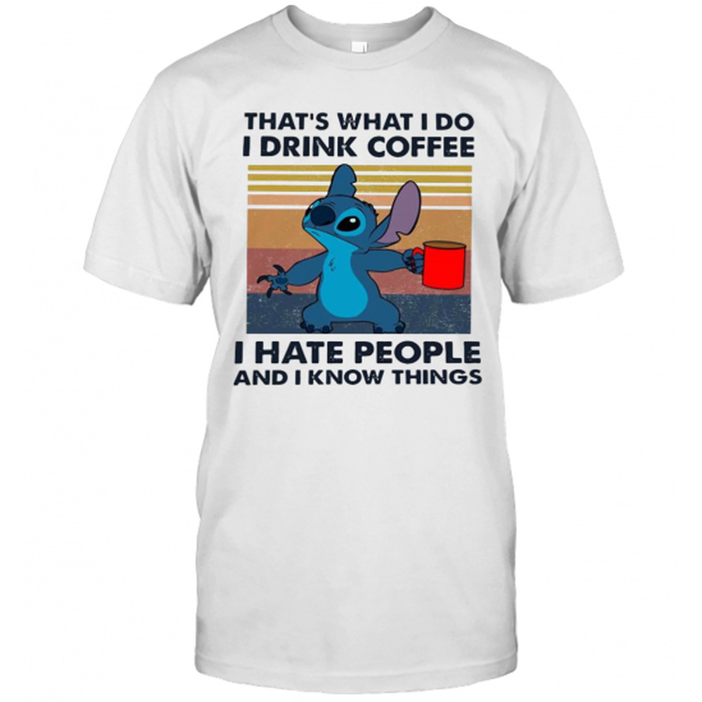 Stitch Drink Coffee Hate People Funny Graphic Unisex T-Shirt